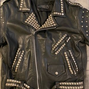 1990s studded black leather jacket size medium